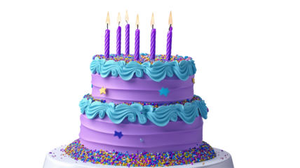 birthday cake with candle PNG file isolated on transparent background cut out, clipping path, social media, close up, high quality, web, banner poster.



