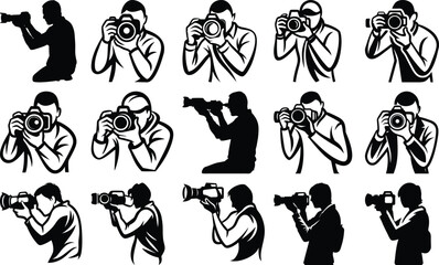Photographer silhouette vector set