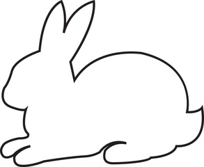 Bunny rabbit silhouette line icon. Easter bunny. Cutie bunny isolated on transparent background. Suitable for logo, emblem, pictogram, print, design element for greeting card. Vector illustration.