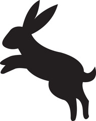 Bunny rabbit silhouette flat icon. Easter bunny. Cutie bunny isolated on transparent background. Suitable for logo, emblem, pictogram, print, design element for greeting card. Vector illustration.