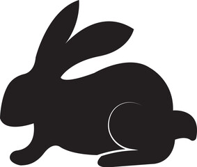 Bunny rabbit silhouette flat icon. Easter bunny. Cutie bunny isolated on transparent background. Suitable for logo, emblem, pictogram, print, design element for greeting card. Vector illustration.