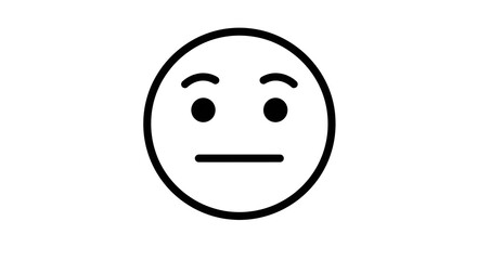 Fototapeta premium Simple line art illustration of a frowning face with furrowed brows, conveying displeasure or frustration.