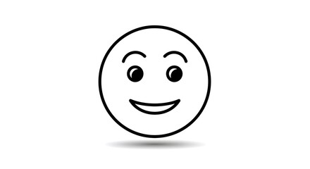 Fototapeta premium Simple line art illustration of a smiling face with raised eyebrows, conveying happiness and positivity.