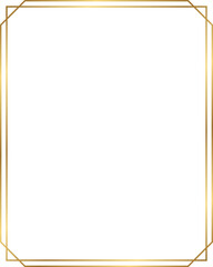 Double line rectangle golden frame isolated on transparent background, luxury gold border design with 4 : 5 aspect ratio for social post, card, banner.