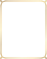 Double line rectangle golden frame isolated on transparent background, luxury gold border design with 4 : 5 aspect ratio for social post, card, banner.