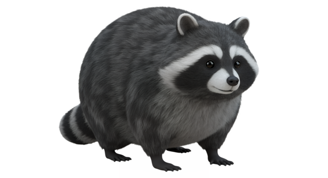 Charming Cartoon Raccoon Character with Soft Fur and Playful Expression