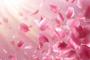 Obraz premium Petals Drifting Gently Through the Air at a Serene Garden During Springtime