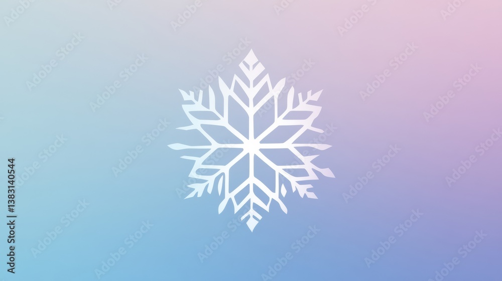 Leinwandbilder Geometric minimalistic snowflake logo on a soft gradient winter background creates a clean modern festive atmosphere for seasonal celebrations