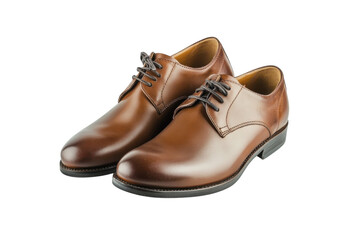 Elegant brown dress shoes showcasing fine craftsmanship on a minimalist background