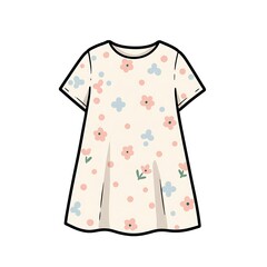 Floral Print Baby Dress with Short Sleeves Fashion Illustration