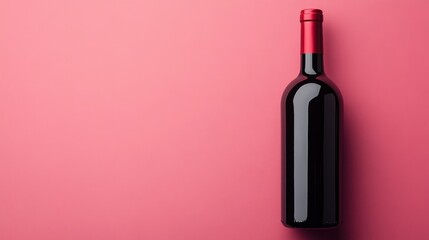 Elegant bottle of red wine on a pink background creating a mood of celebration and sophistication ideal for lifestyle and food photography