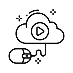 Grab this easy to use line icon of internet cloud video storage