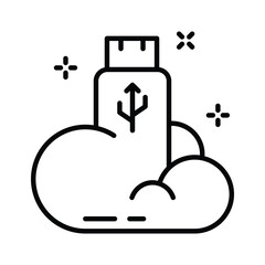 Have a look at this amazing line icon showing usb storage cloud