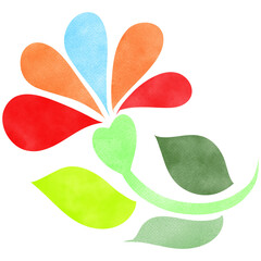 Hand drawn with beautiful flowers and green leaves,floral pattern.Creative with illustration in flat style.