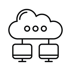 An icon creatively designed in line style showing cloud hosting