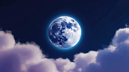 Full moon over clouds at night