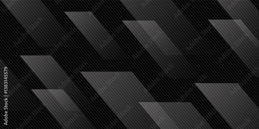 Wall mural 3d black geometric abstract background overlap layer on dark space with diagonal lines decoration. m