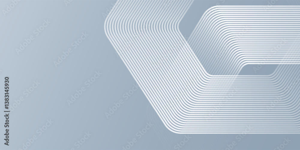 Poster simple hexagon lines on gray background. geometric stripe lines design art