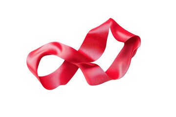 Elegant red ribbon twisting gracefully on a white surface evokes creativity and celebration