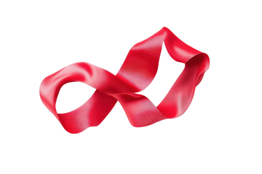 Elegant red ribbon twisting gracefully on a white surface evokes creativity and celebration