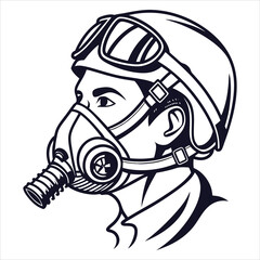 silhouette oxygenmask icon on white background