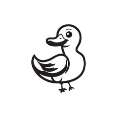 Cute blue cartoon bird with a happy face and colorful wings