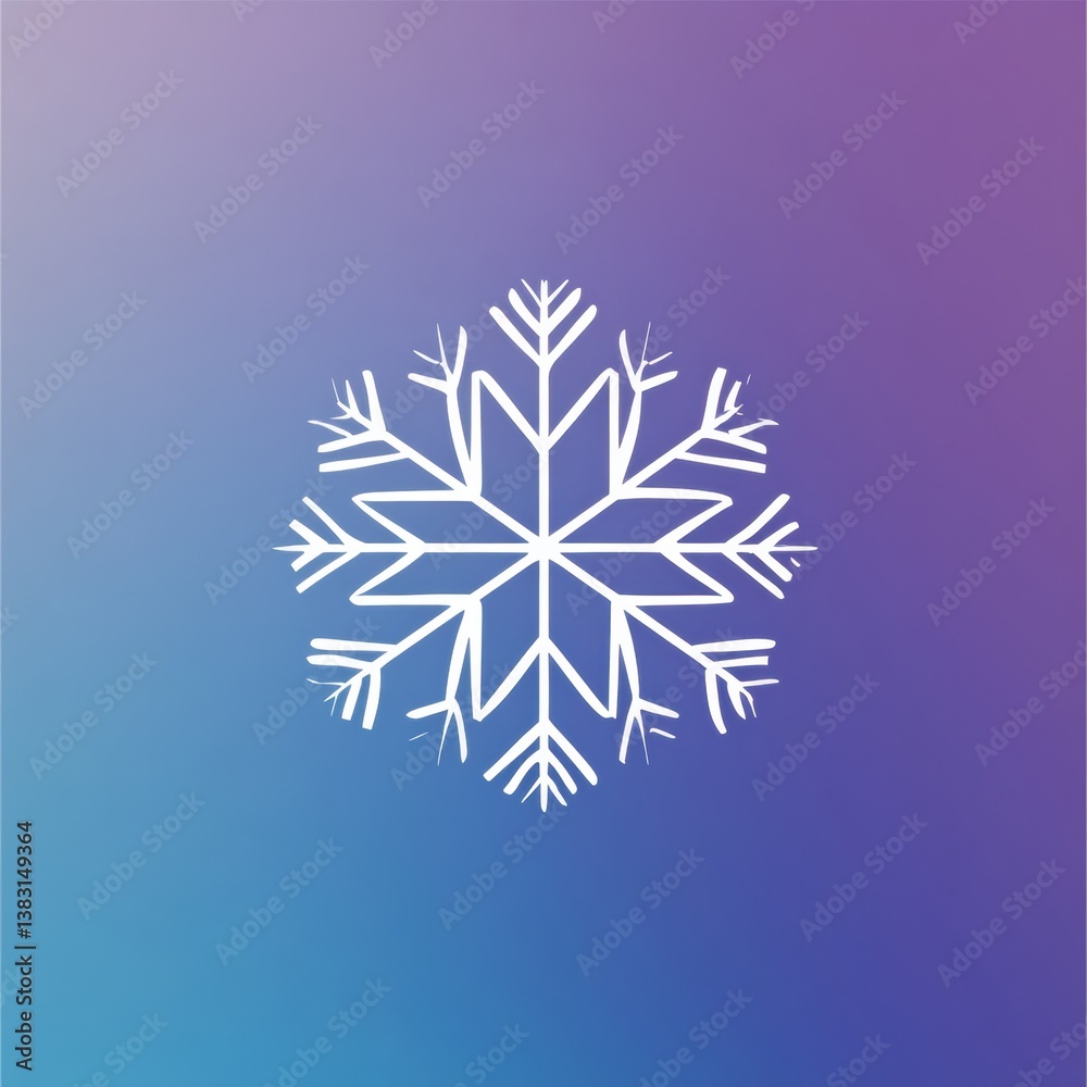 Poster Geometric minimalistic snowflake logo centered on a soft gradient winter background in a modern festive aesthetic