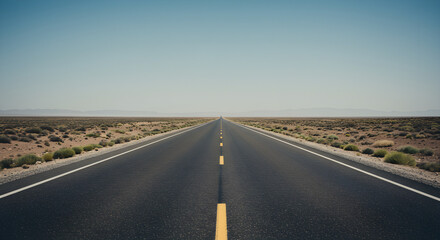 Empty Highway Leading to Horizon
