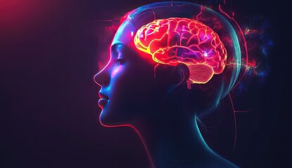 Brain anatomy, vibrant visualization of human head