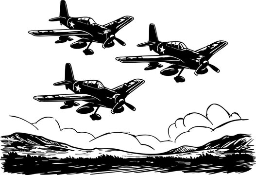 Memorial day air show tribute to heroes airfield digital illustration sky aerial perspective