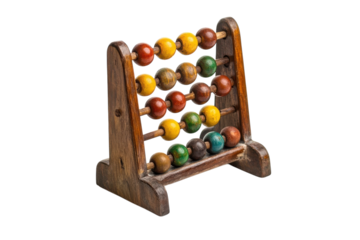 Colorful wooden abacus displayed on a white background for educational purposes in a playful setting