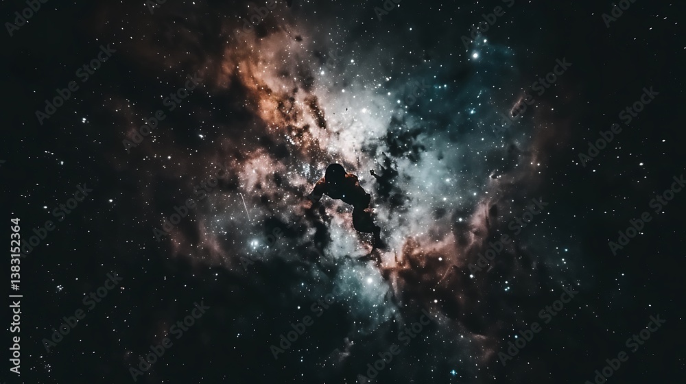 Sticker an artistic representation of interstellar space and a celestial figure