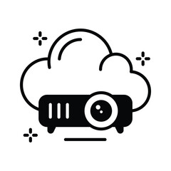 Modern icon of cloud projector designed in glyph style