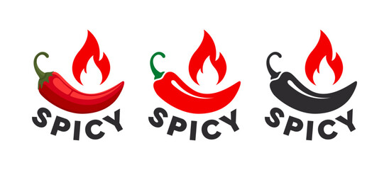 Spiciness level icons. Chili pepper badges