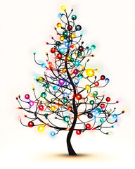 Fototapeta premium isolated Christmas-themed illustrations featuring decorations, sweets, gifts, wreaths, ornaments, and festive elements on white background for commercial use.