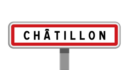 Panneau sur poteau central de Châtillon, Hauts-de-Seine, Île-de-France