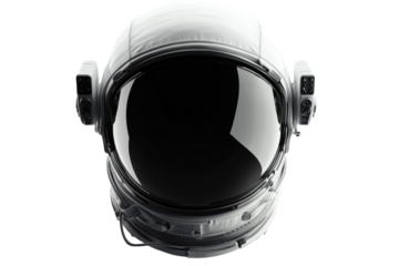 A lone astronaut's helmet reflects the vastness of space during a silent cosmic journey