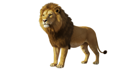 Majestic Lion Standing Proudly with Beautiful Mane and Strong Posture