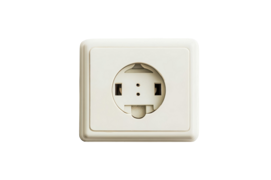 Simple white electrical socket mounted on a clean wall in a well-lit indoor space