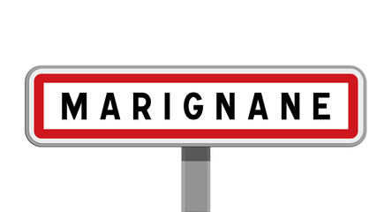 Panneau sur poteau central de Marignane, Bouches-du-Rhône, Provence-Alpes-Côte d’Azur