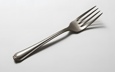 A single metal fork isolated on white background