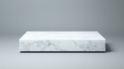 A Stunning Gigapixel Image of a Modern Geometric White Marble Podium: A Minimalist Design for Presentations, Displays, or Artistic Installations