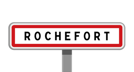 Panneau sur poteau central de Rochefort, Charente-Maritime, Nouvelle-Aquitaine