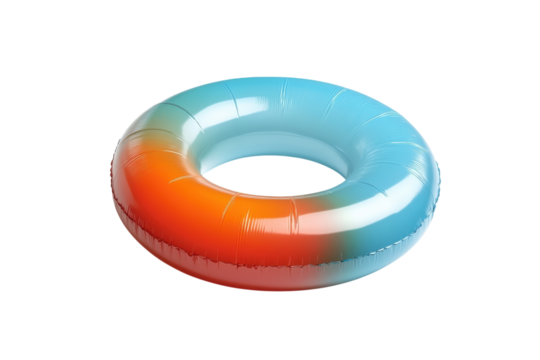 Brightly colored inflatable inner tube ready for summer fun at the pool or beach