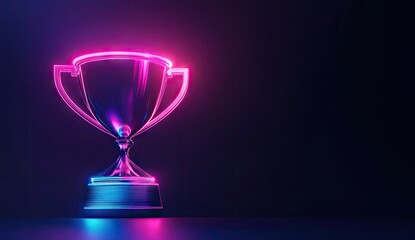 A glowing trophy in vibrant neon light