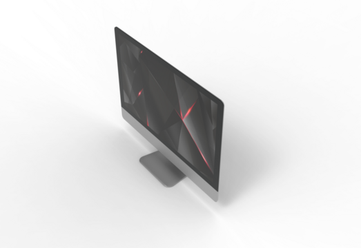 computer monitor top view with shadow 3d render