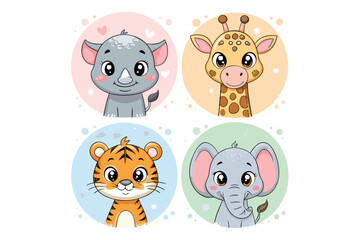 cute animals illustration vector