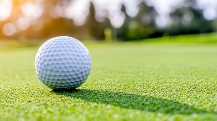 Obraz premium Golf Ball on Green Field Surface