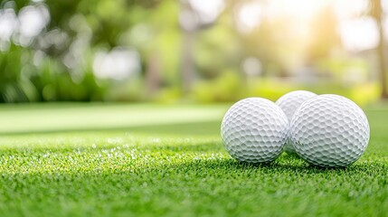 Naklejka premium Golf Balls on Green Course