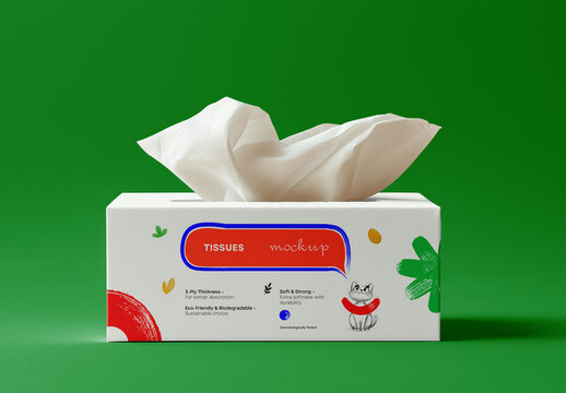 Tissue Box Mockup &ndash; Realistic Packaging Display for Hygiene Products, Office, or Home Branding